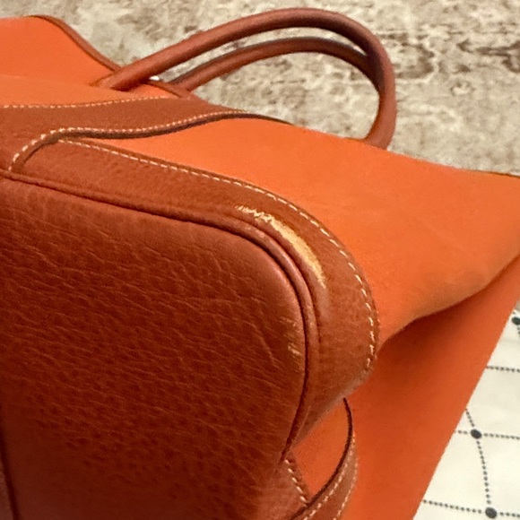 Pre owned Hermes Orange Garden Party MM tote with Hermes silk twilly - Picture 7 of 16